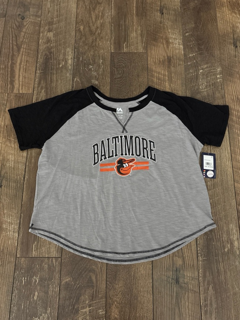 Baltimore Orioles Official Merchandise T shirt Gray, Black, Orange Logo Size 2XL